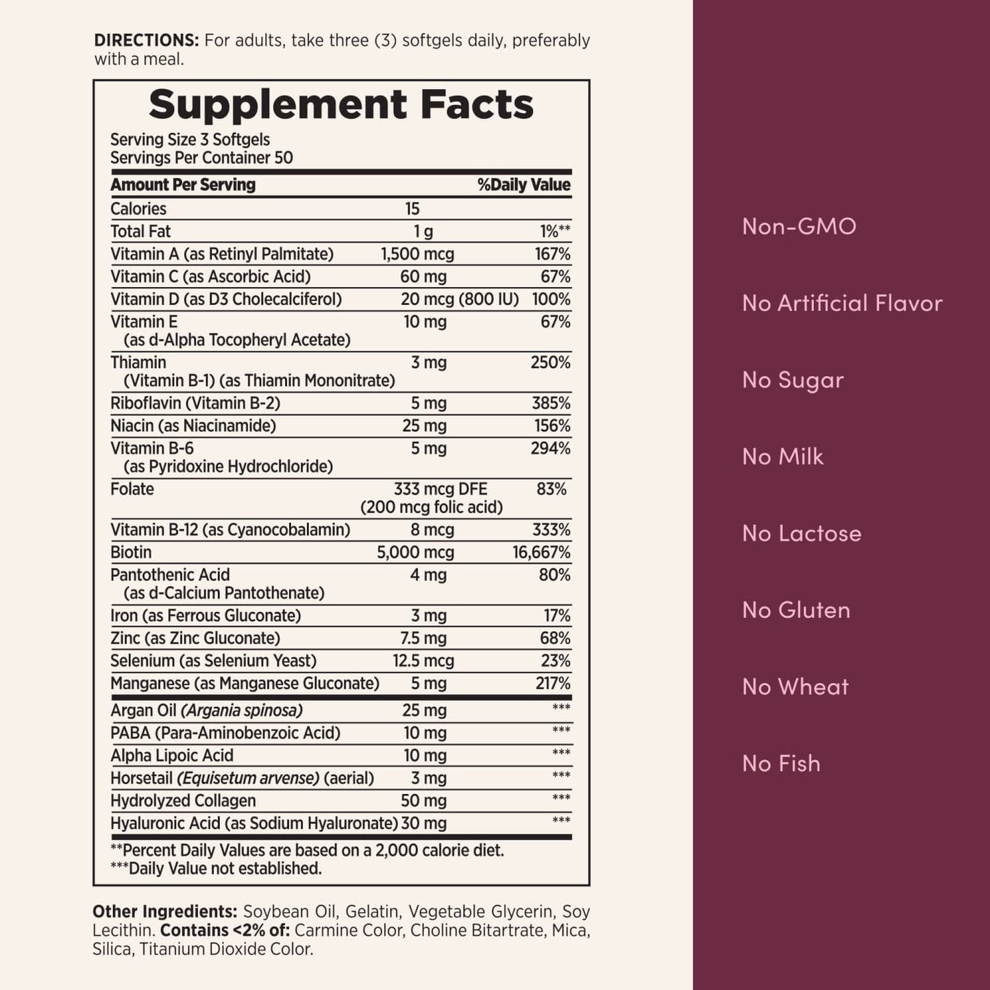 Nature's Bounty Optimal Solutions Advanced Hair, Skin and Nail Biotin & Vitamins A, C, & E Softgels, 150 Count