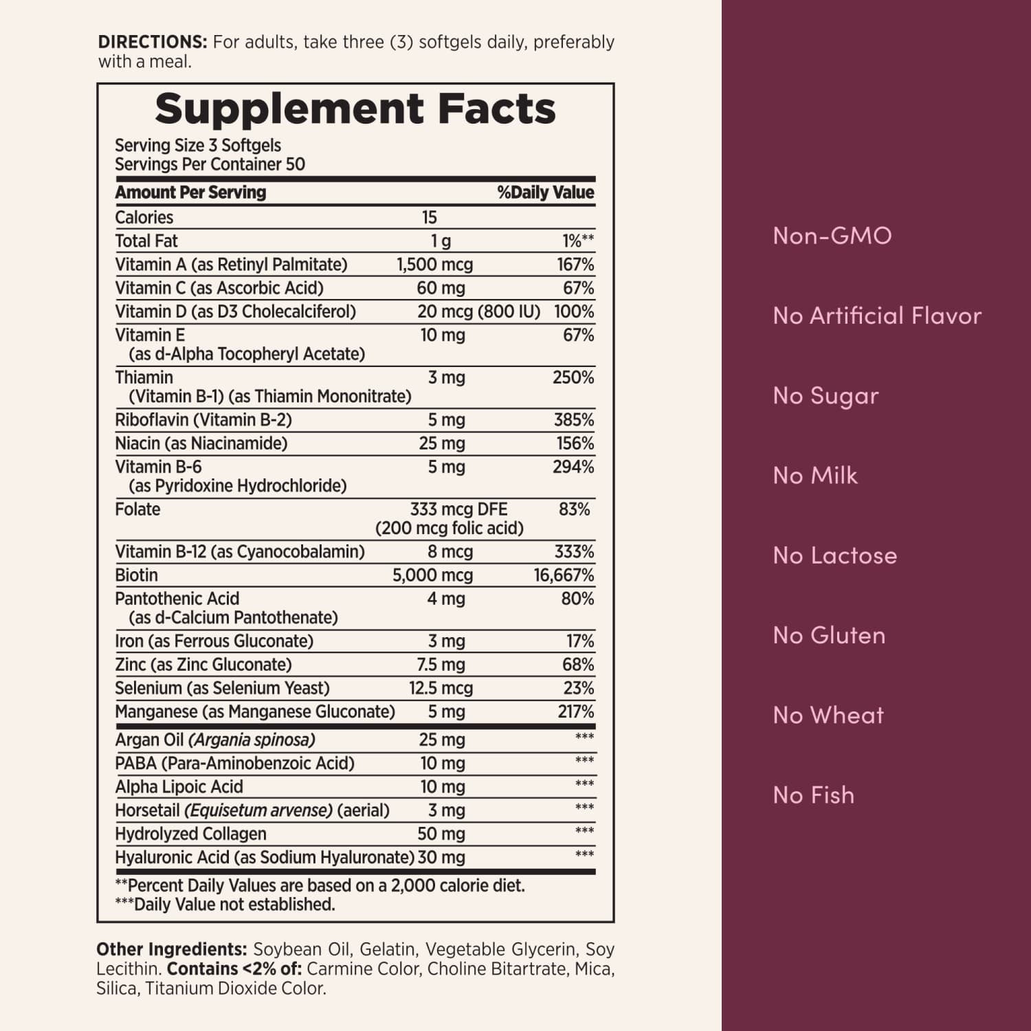 Nature's Bounty Optimal Solutions Advanced Hair, Skin and Nail Biotin & Vitamins A, C, & E Softgels, 150 Count
