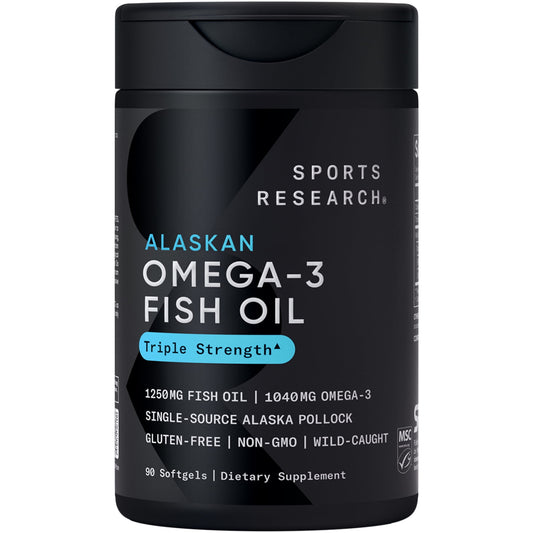Sports Research Omega-3 Fish Oil 1250mg from Wild Alaska Pollock, 90 Count