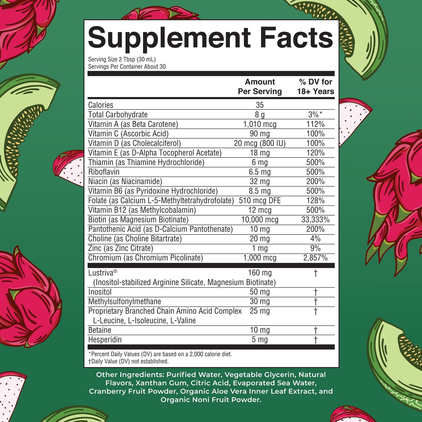 Liquid Morning Multivitamin + Hair Growth (Dragon Fruit Melon)