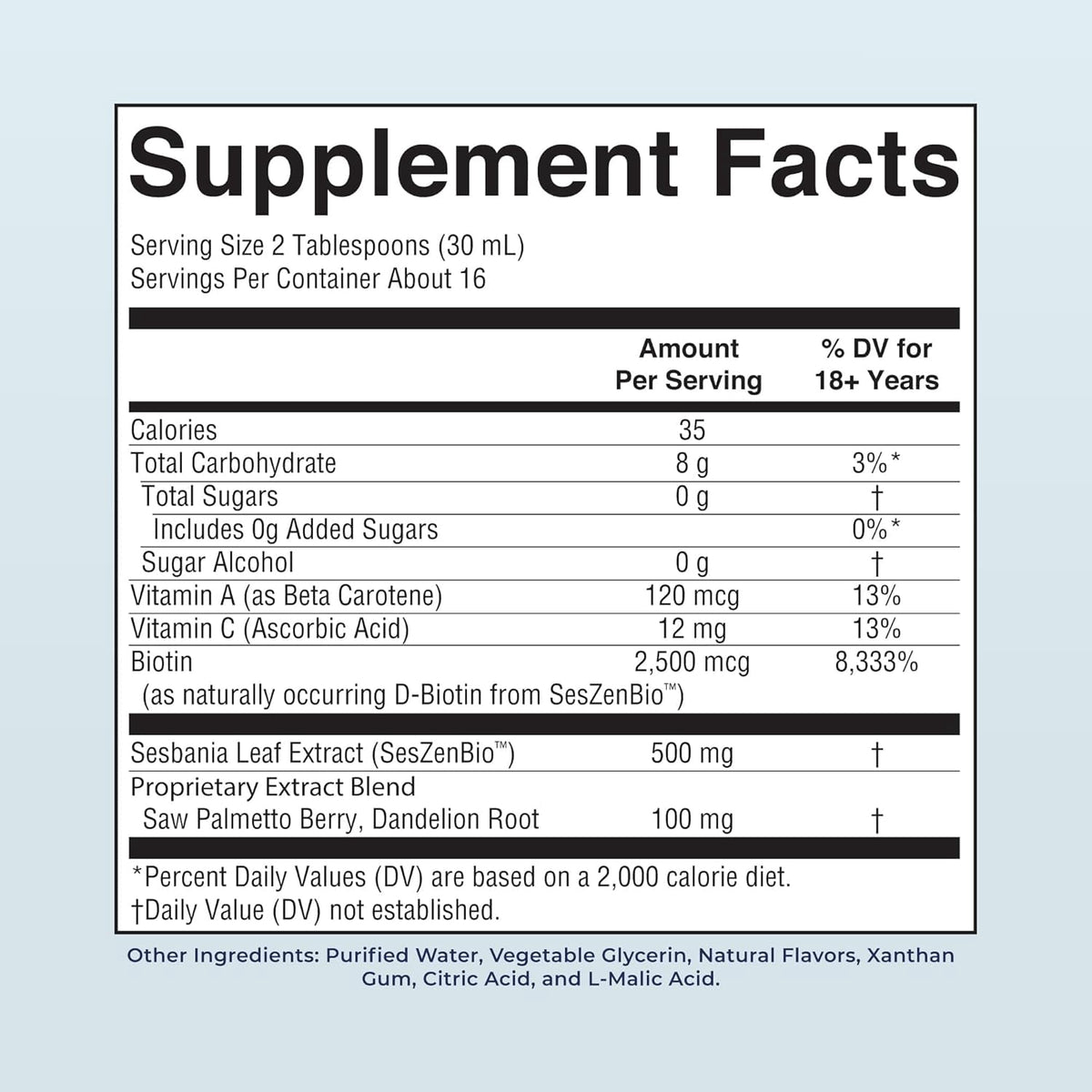 MaryRuth's Daily Liquid Hair Support Formula for Women, with SesZenBio™ 500 mg, Biotin 2,500 mcg & Vitamin C, Vegan Supplement, 16 fl oz