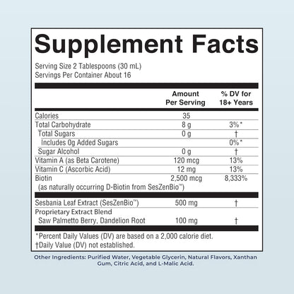 MaryRuth's Daily Liquid Hair Support Formula for Women, with SesZenBio™ 500 mg, Biotin 2,500 mcg & Vitamin C, Vegan Supplement, 16 fl oz