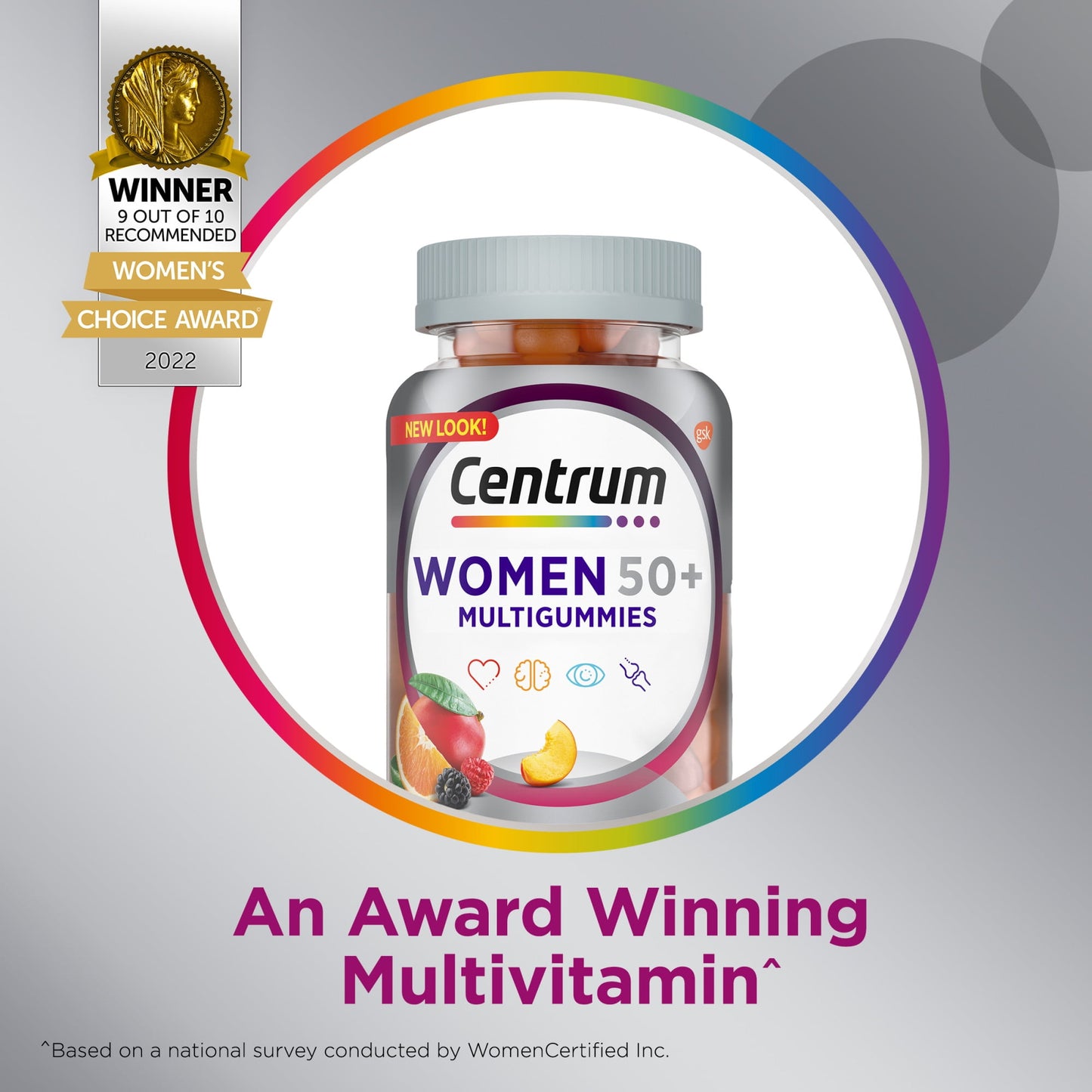 Centrum Multigummies Womens 50 Plus Gummy Multivitamin With Vitamin B, D & E, Assorted Fruit, 140 Ct