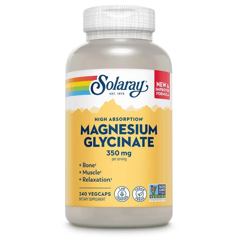 Solaray Magnesium Glycinate with BioPerine, Healthy Relaxation, Muscle Function & Bone Support,240 VegCaps