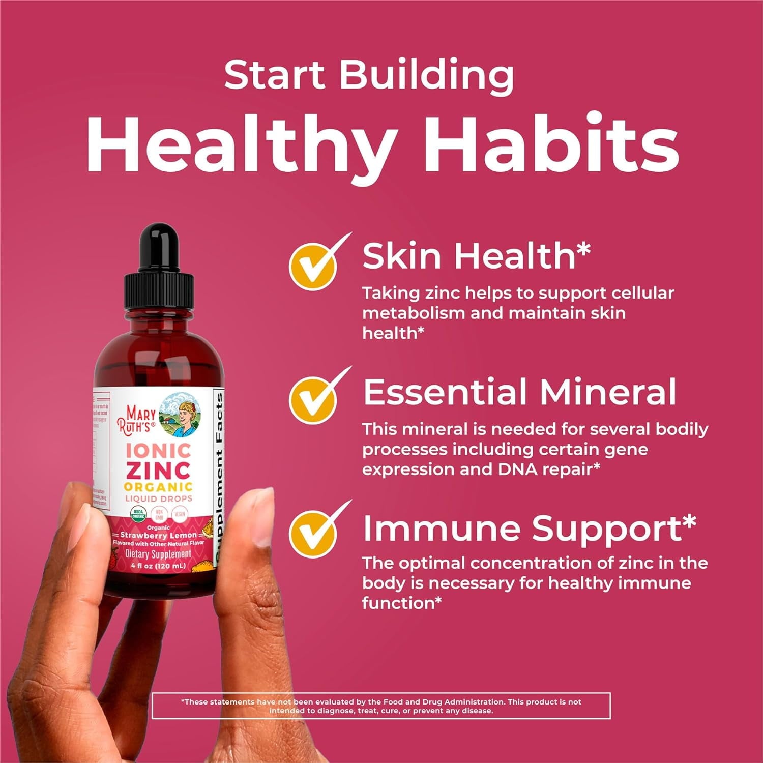 MaryRuth's Zinc Supplements Immune Support Ionic Zinc Kids Adults 40-Day Supply Zinc Sulfate Skin Care Supplement Vegan, Non-GMO, Gluten-Free, 40 Servings