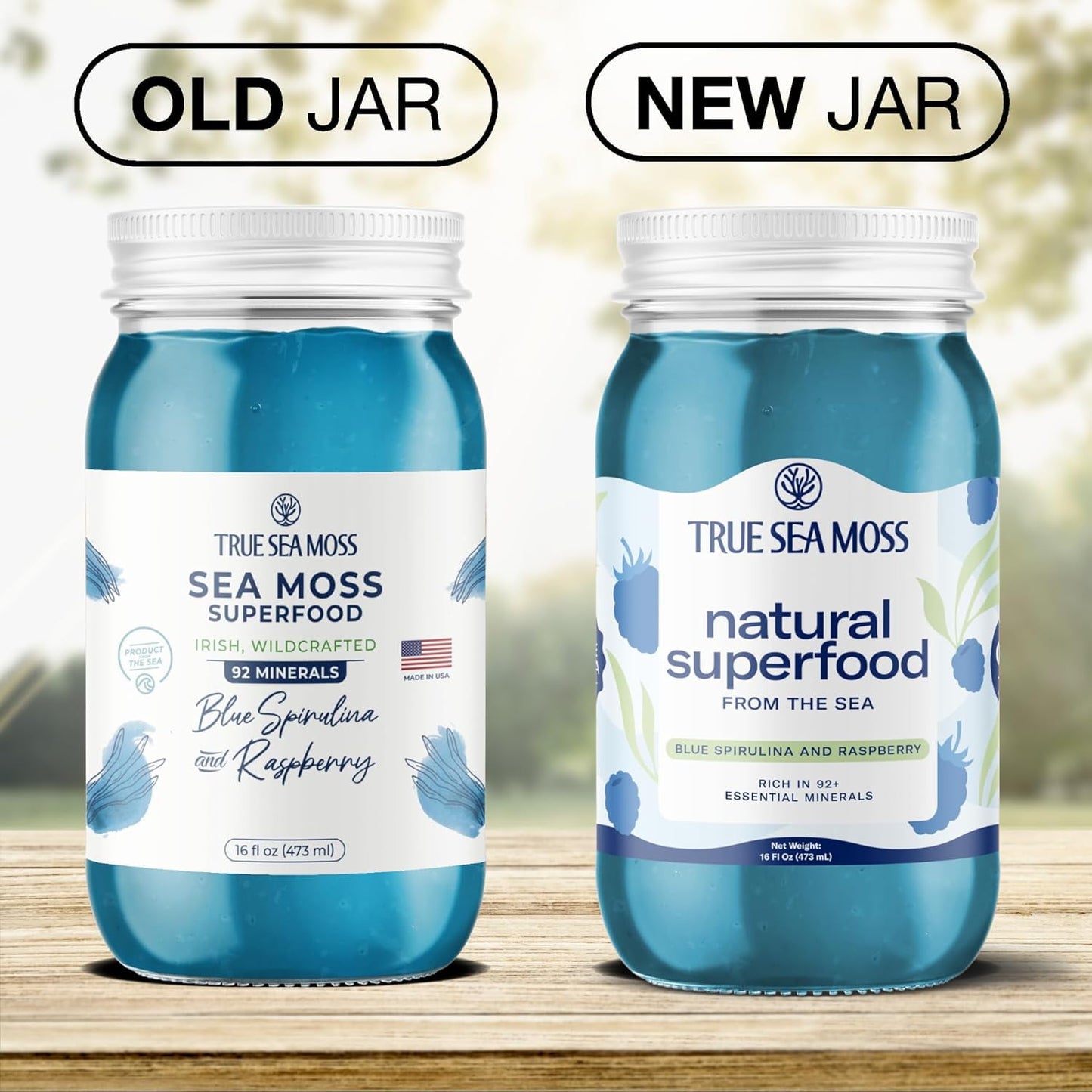 Trueseamoss Wildcrafted Sea Moss Gel with Blue Spirulina, Vegan Superfood for Wellness, 16 oz