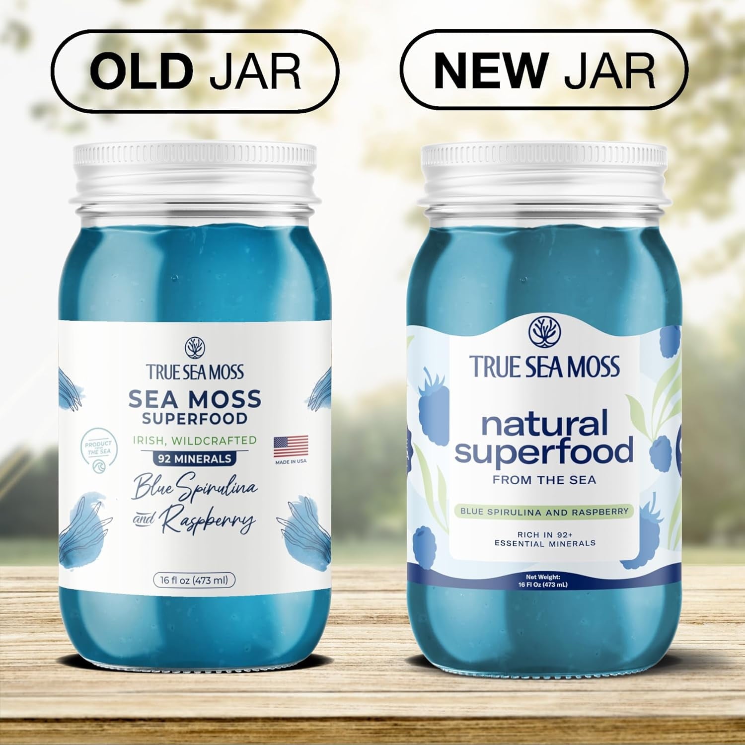 Trueseamoss Wildcrafted Sea Moss Gel with Blue Spirulina, Vegan Superfood for Wellness, 16 oz