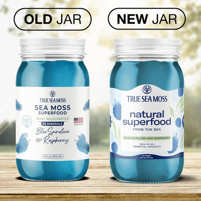Trueseamoss Wildcrafted Sea Moss Gel with Blue Spirulina, Vegan Superfood for Wellness, 16 oz