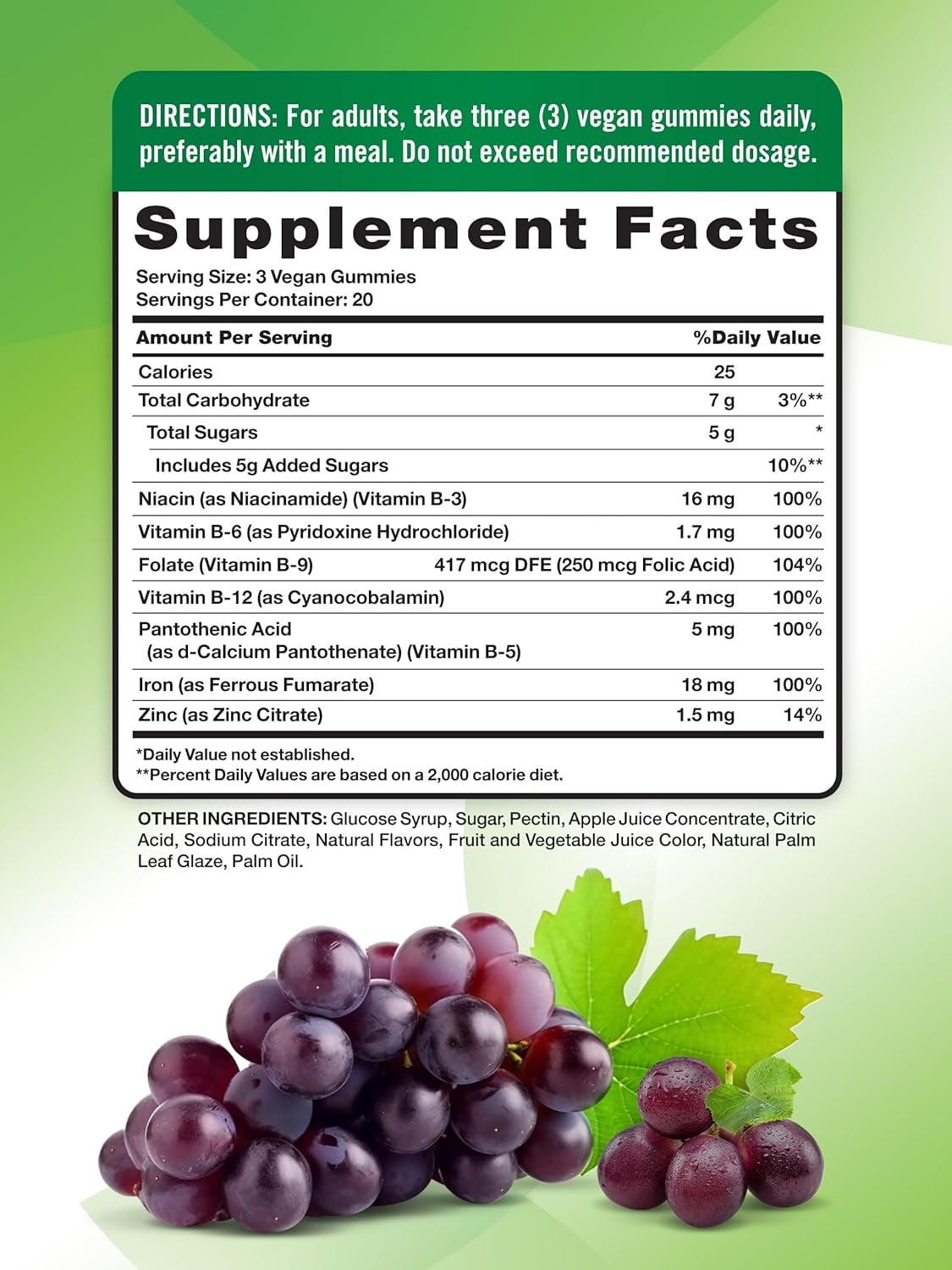Iron Gummies | 60 Count | with B Vitamins & Zinc | Grape Flavor | by Nature's Truth