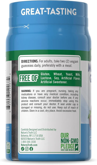 Magnesium Glycinate Gummies for Adults | 200mg | 60 Count | Grape Flavor | by Nature's Truth