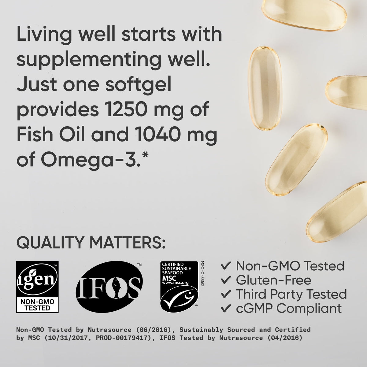 Sports Research Omega-3 Fish Oil 1250mg from Wild Alaska Pollock, 90 Count