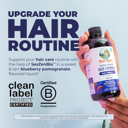 MaryRuth's Daily Liquid Hair Support Formula for Women, with SesZenBio™ 500 mg, Biotin 2,500 mcg & Vitamin C, Vegan Supplement, 16 fl oz