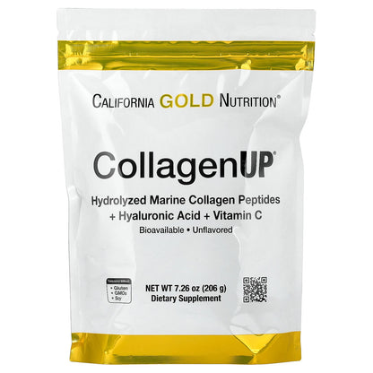 California Gold Nutrition CollagenUP®, Hydrolyzed Marine Collagen Peptides with Hyaluronic Acid and Vitamin C, Unflavored, 7.26 oz (206 g)