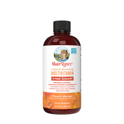 MaryRuth's Liquid Multivitamin + Lustriva® Hair Growth Thickness in Women's hair Biotin 10000mcg Vitamin D B Vitamins Ages 18+ 15.22 fl oz