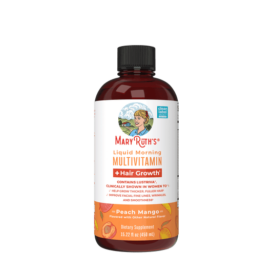 MaryRuth's Liquid Multivitamin + Lustriva® Hair Growth Thickness in Women's hair Biotin 10000mcg Vitamin D B Vitamins Ages 18+ 15.22 fl oz