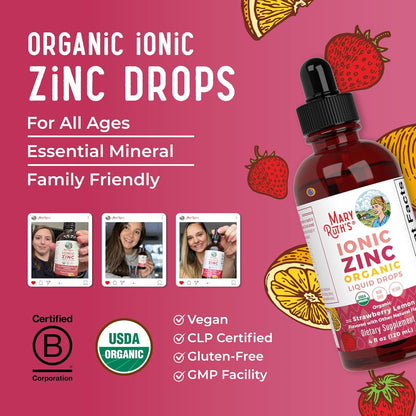MaryRuth's Zinc Supplements Immune Support Ionic Zinc Kids Adults 40-Day Supply Zinc Sulfate Skin Care Supplement Vegan, Non-GMO, Gluten-Free, 40 Servings