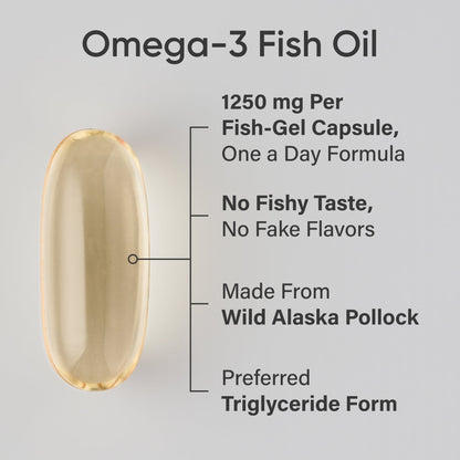 Sports Research Omega-3 Fish Oil 1250mg from Wild Alaska Pollock, 90 Count