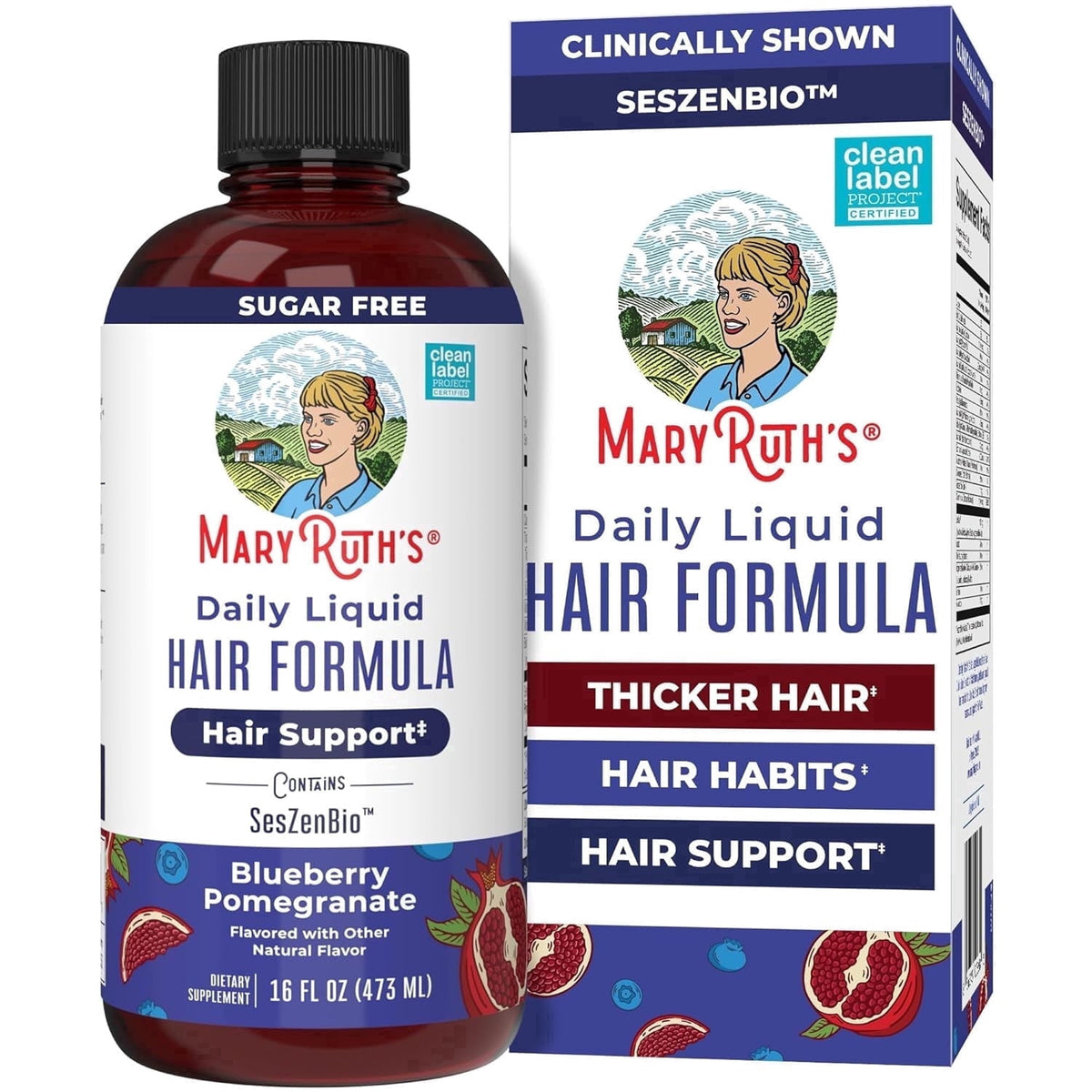 MaryRuth's Daily Liquid Hair Support Formula for Women, with SesZenBio™ 500 mg, Biotin 2,500 mcg & Vitamin C, Vegan Supplement, 16 fl oz