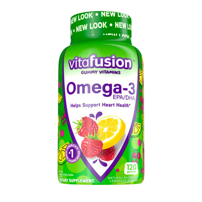 vitafusion Omega-3 Gummy Vitamins, Berry Lemonade Flavor Heart Health Vitamins(1), 120 Count